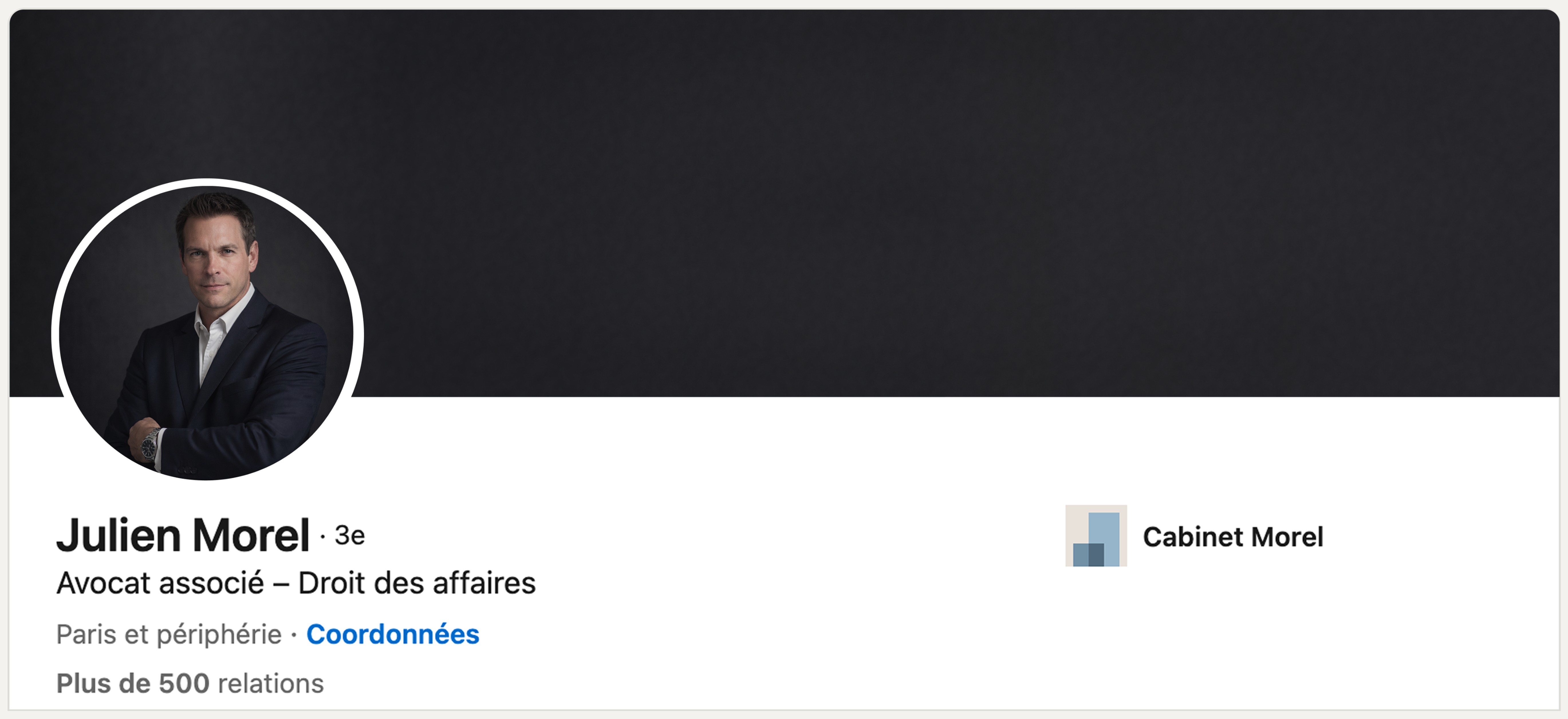 Réalisation bannière LinkedIn — Julien Morel