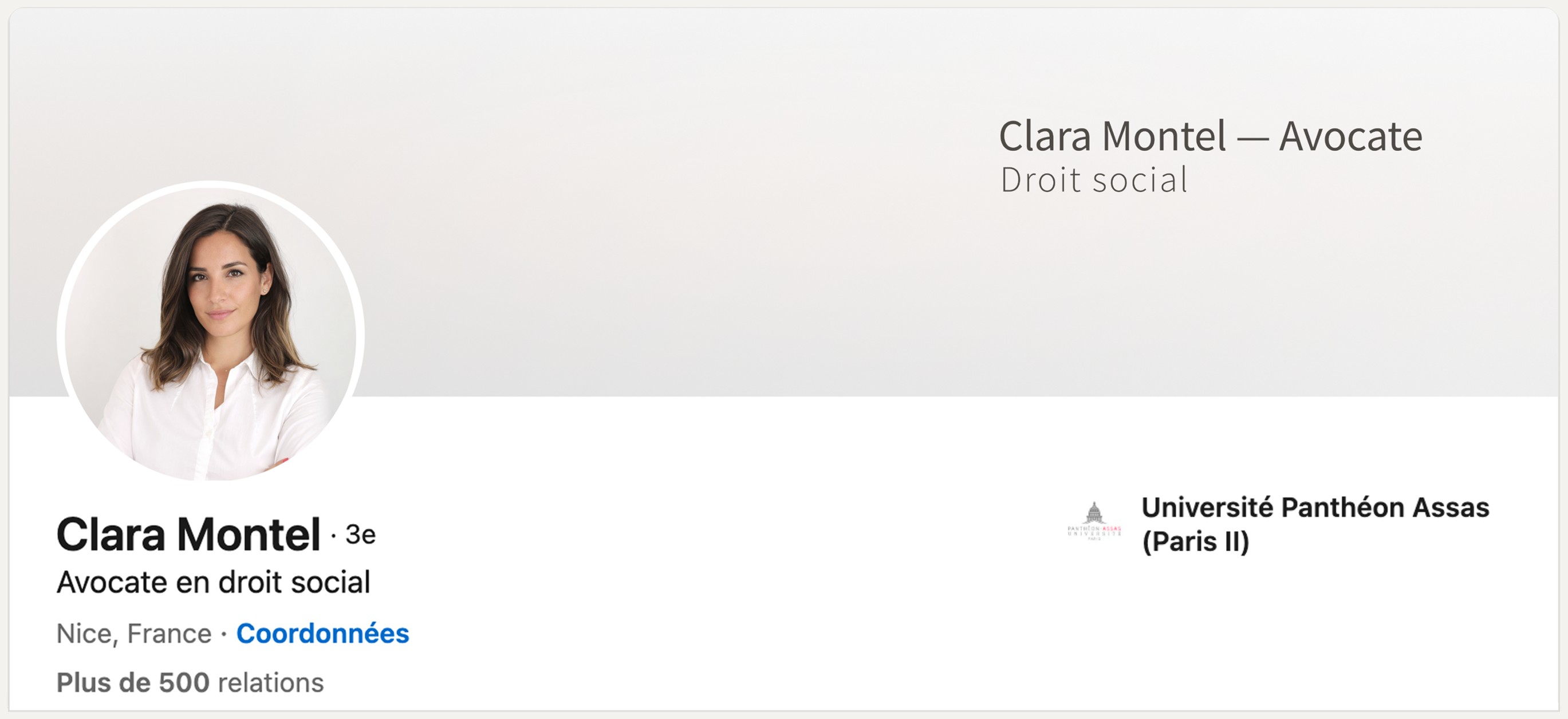 Bannière LinkedIn Clara Montel — Droit Social